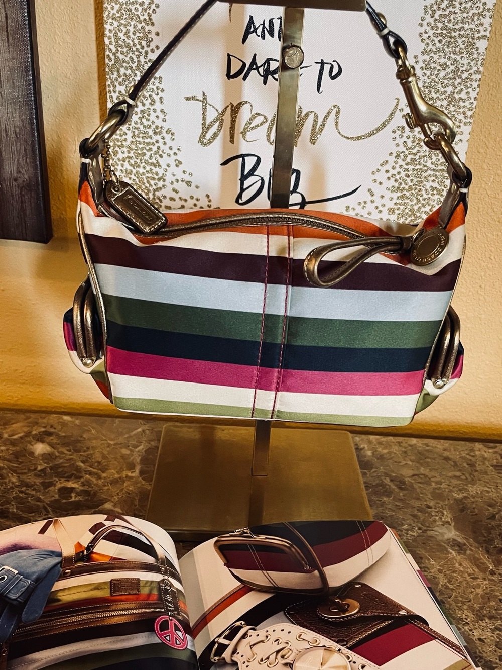 COACH Y2K Legacy Stripe Kisslock Limited Edition Mini Shoulder Bag AND Catalog - Picture 12 of 17